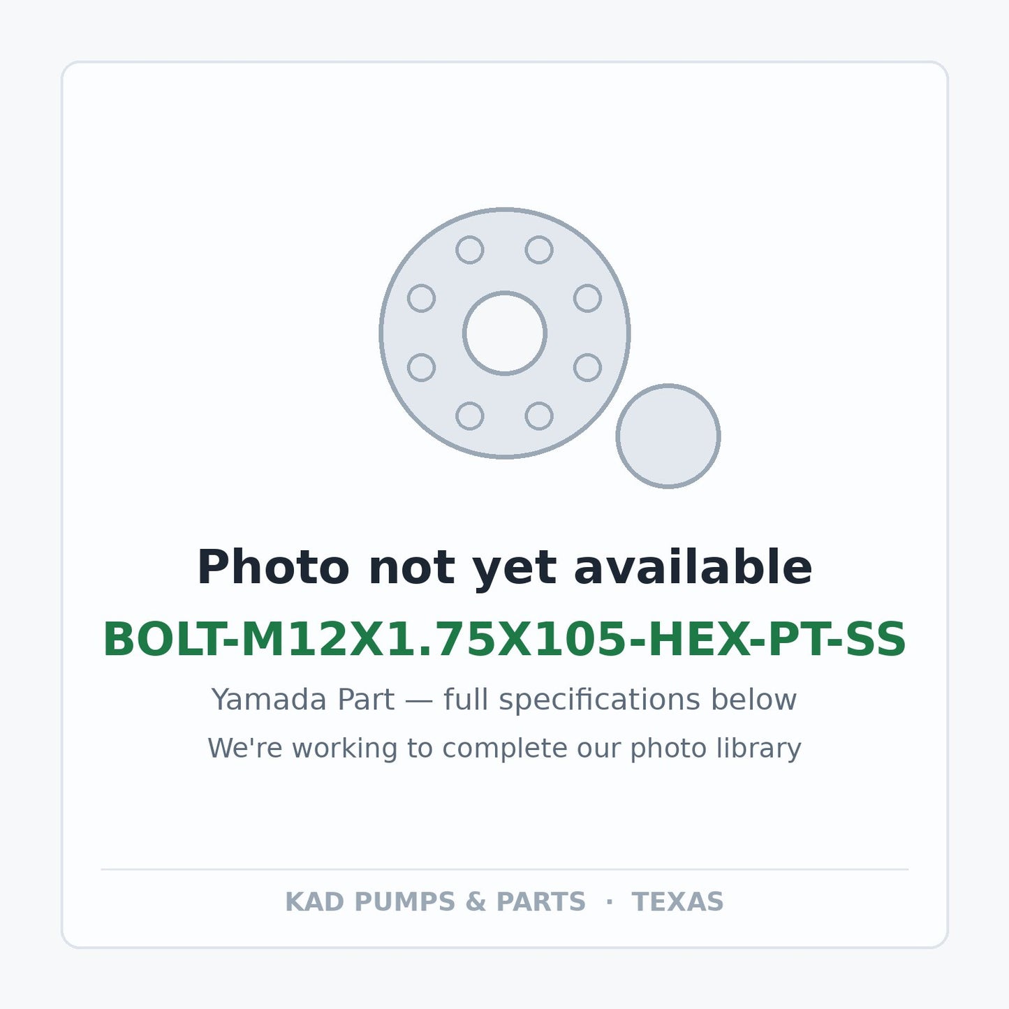 KAD placeholder — BOLT-M12X1.75X105-HEX-PT-SS