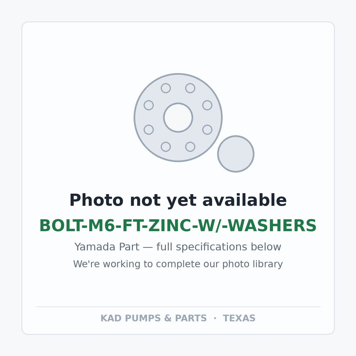 KAD placeholder — BOLT-M6-FT-ZINC-W/-WASHERS