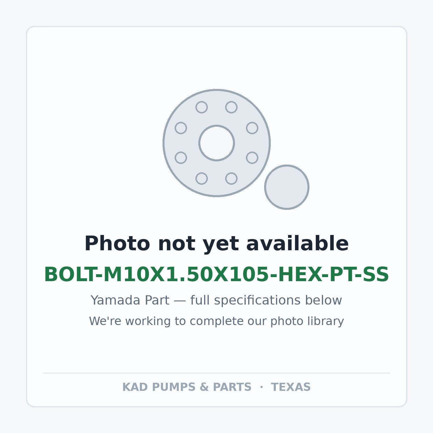 KAD placeholder — BOLT-M10X1.50X105-HEX-PT-SS