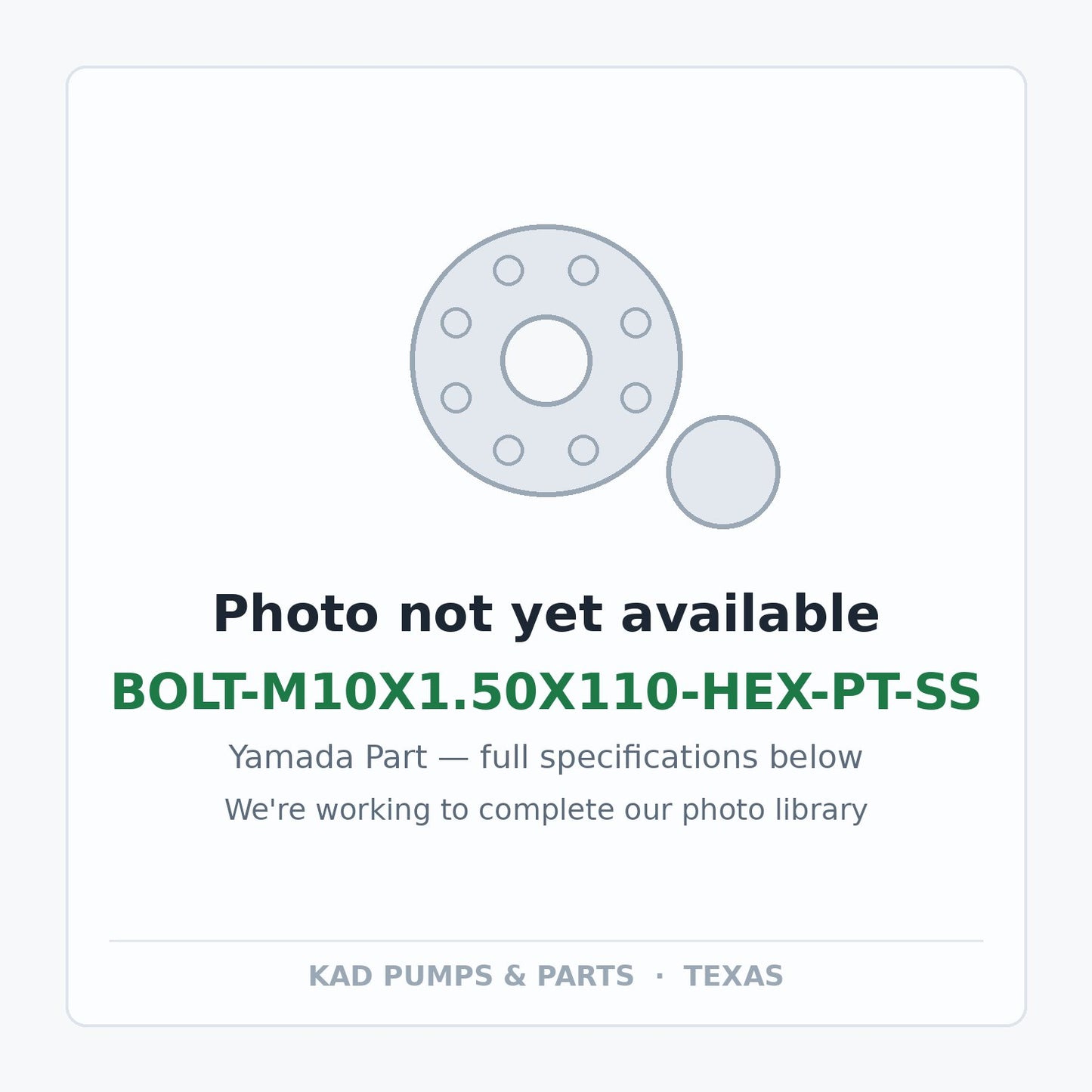 KAD placeholder — BOLT-M10X1.50X110-HEX-PT-SS