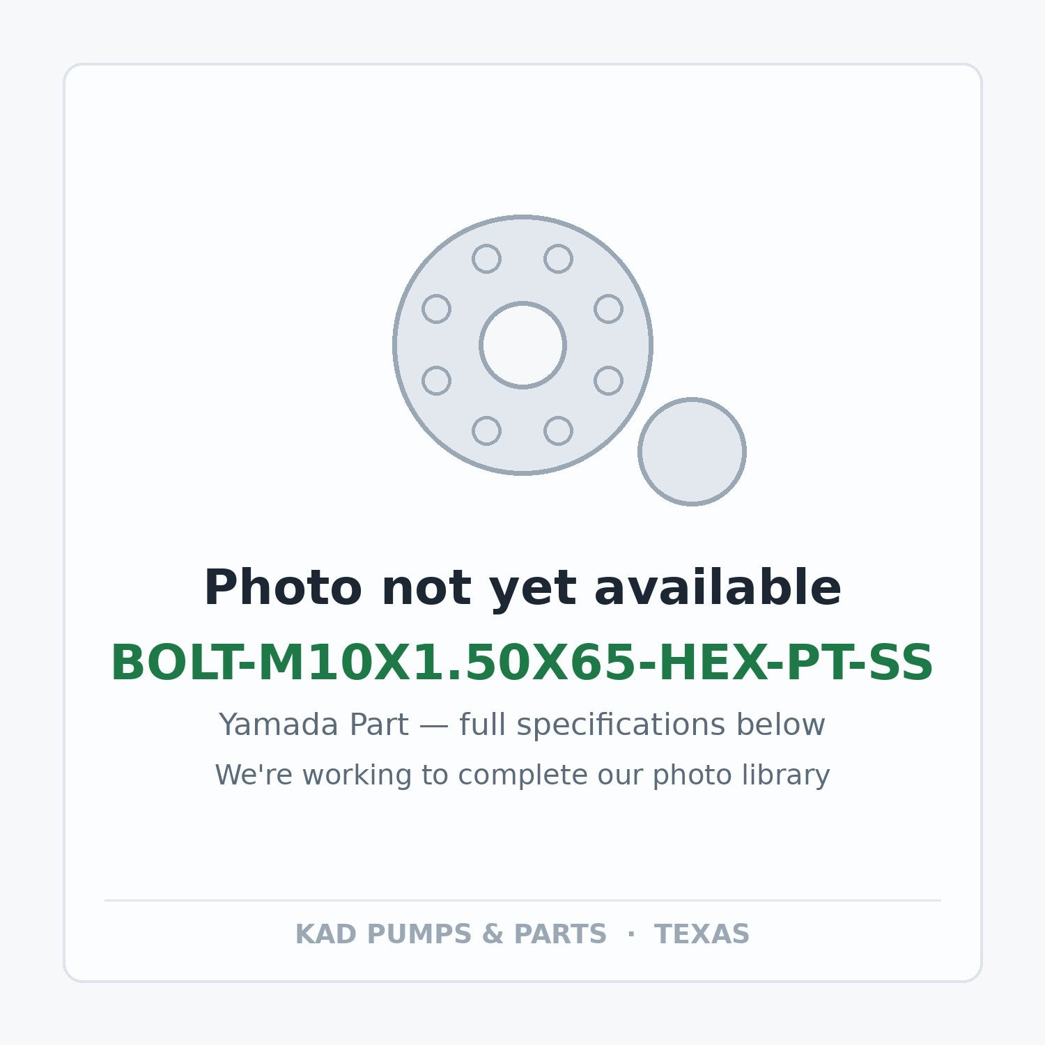 KAD placeholder — BOLT-M10X1.50X65-HEX-PT-SS