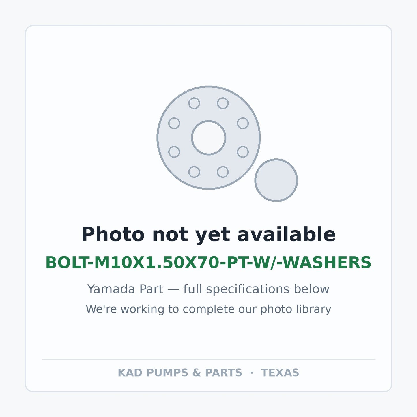 KAD placeholder — BOLT-M10X1.50X70-PT-W/-WASHERS