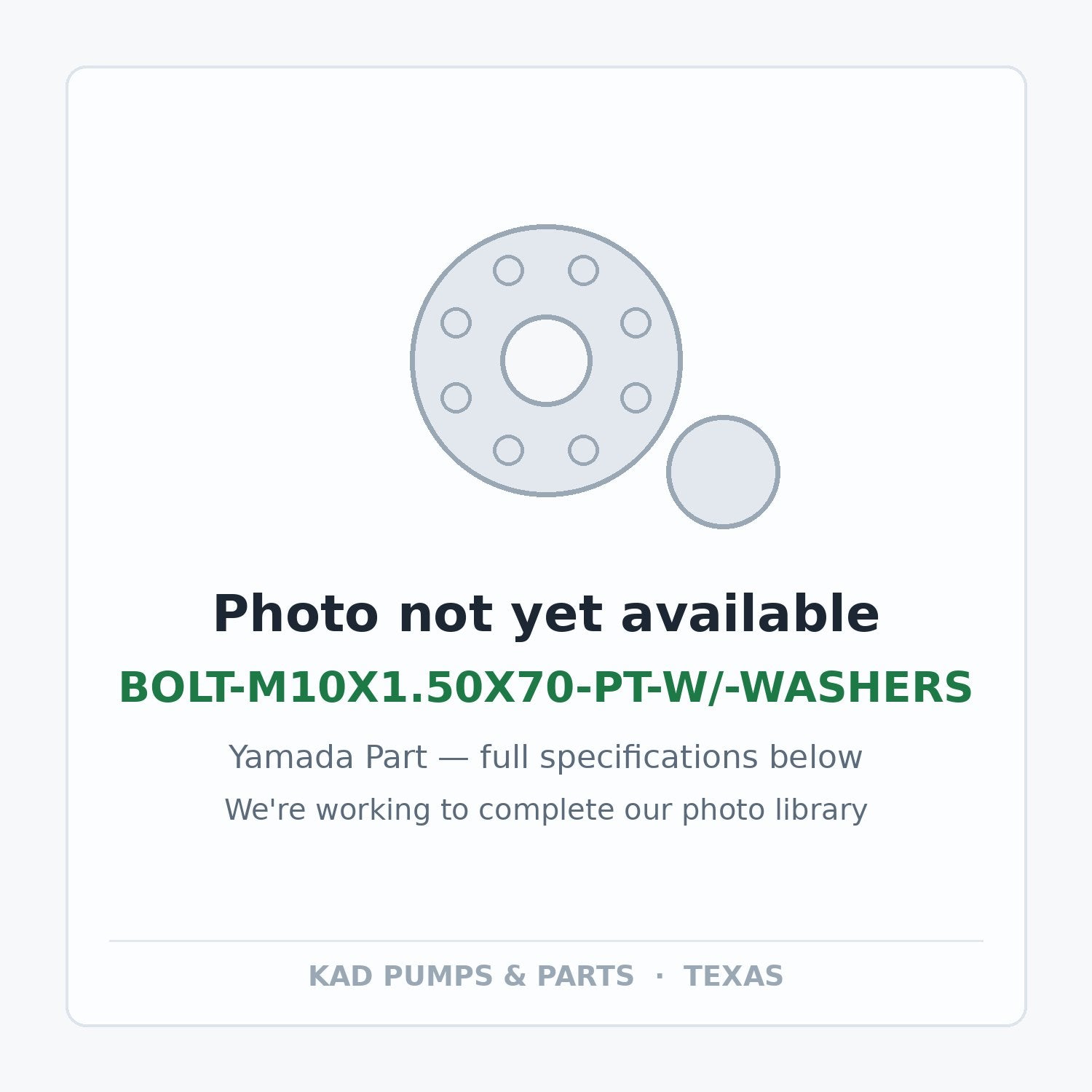 KAD placeholder — BOLT-M10X1.50X70-PT-W/-WASHERS