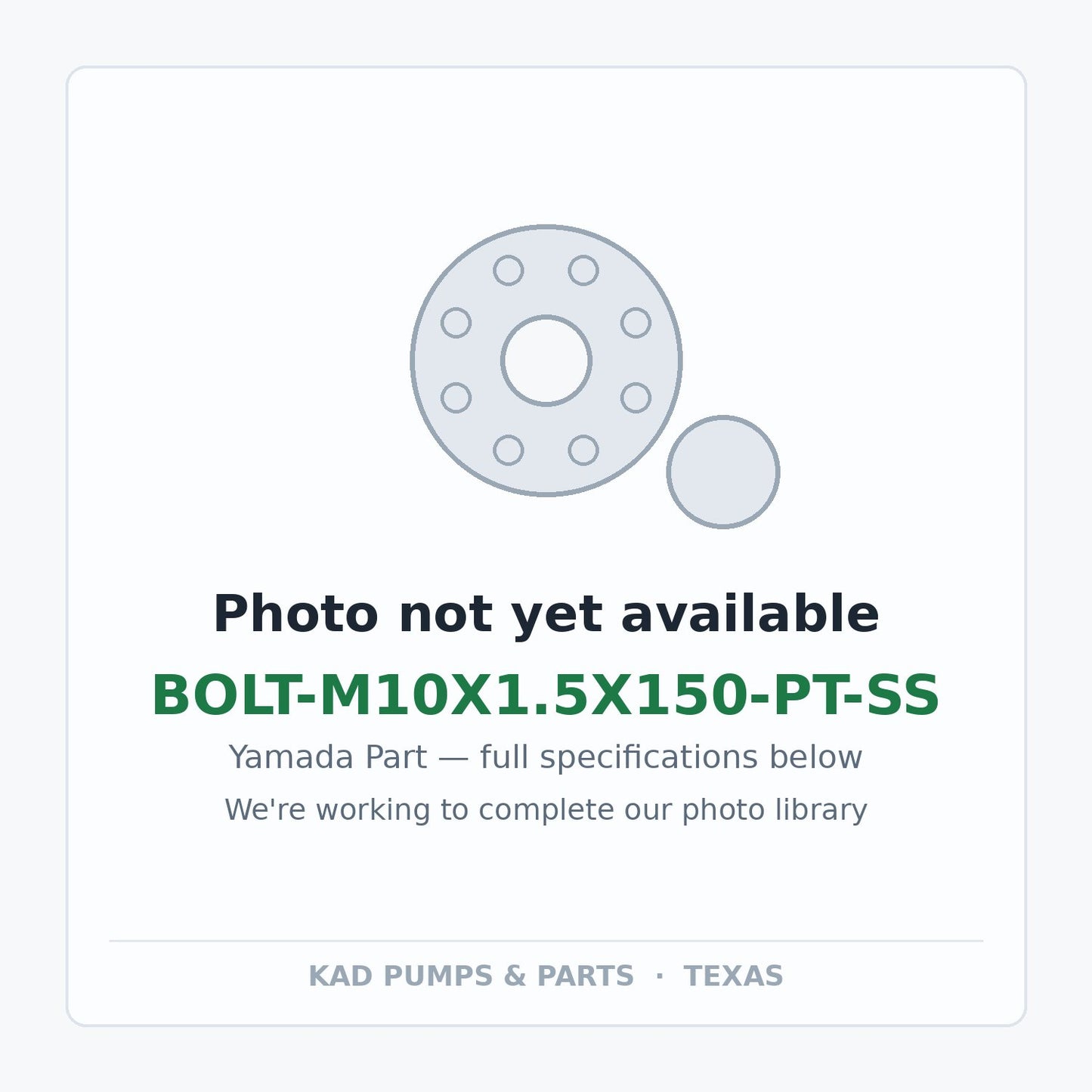 KAD placeholder — BOLT-M10X1.5X150-PT-SS
