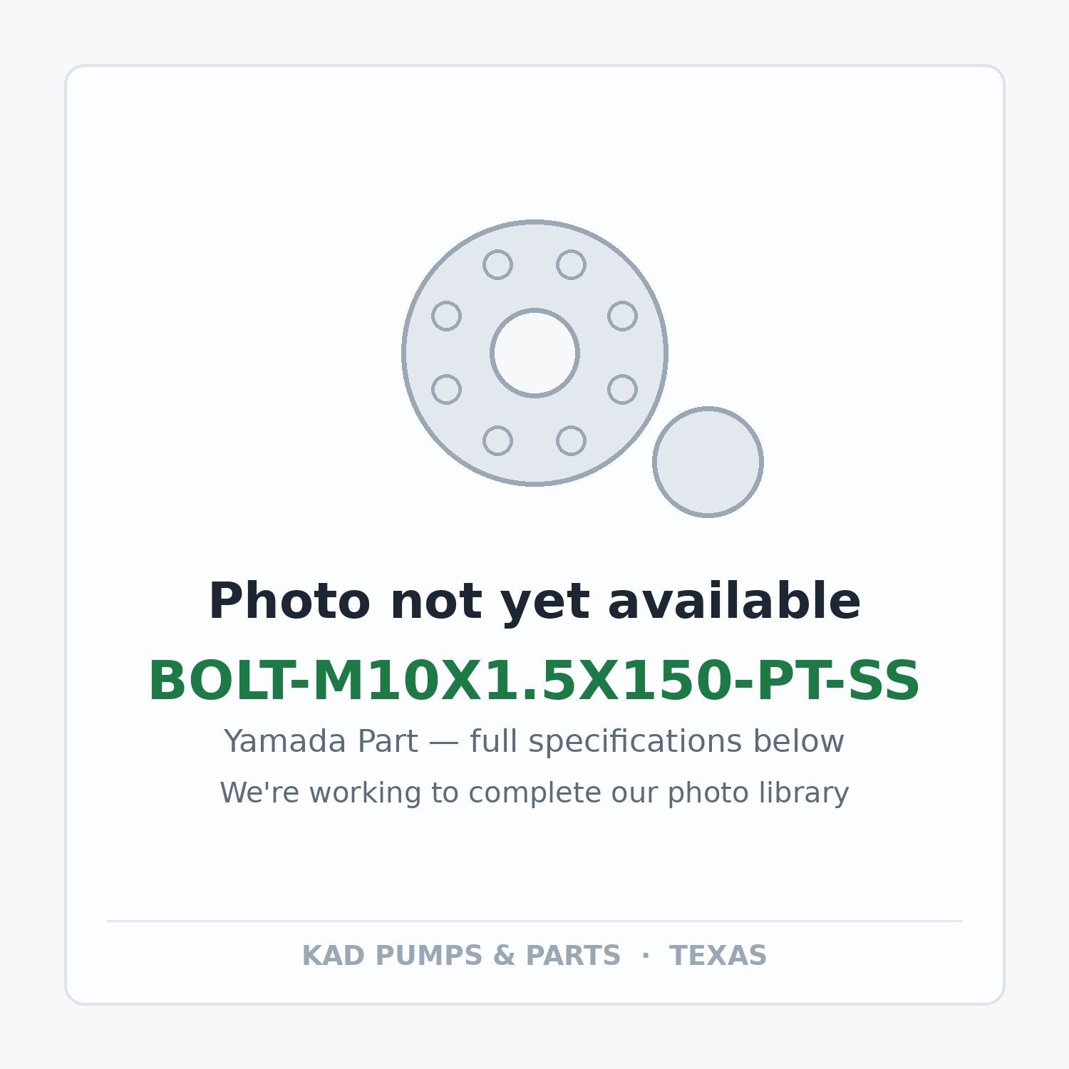 KAD placeholder — BOLT-M10X1.5X150-PT-SS