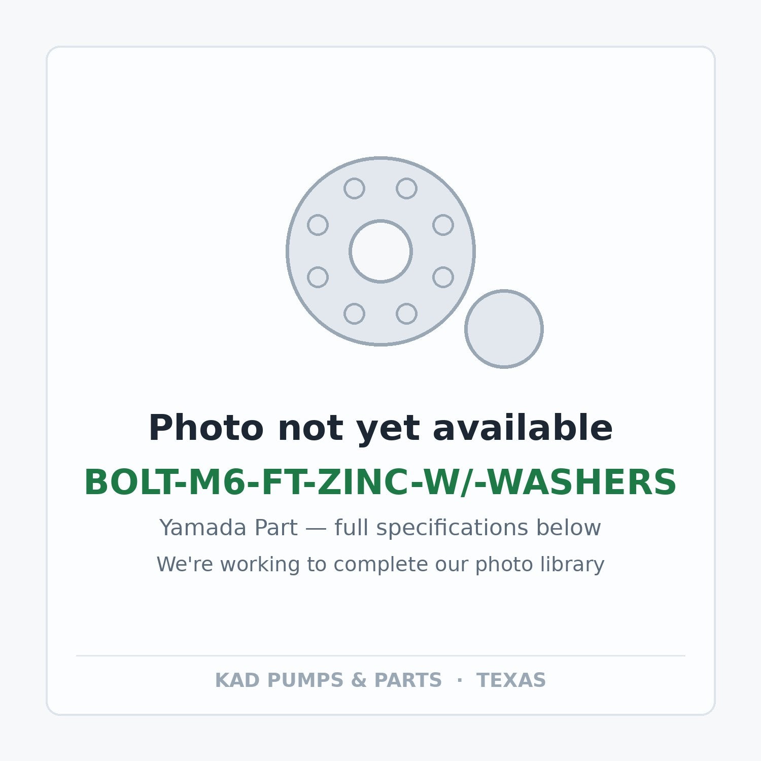 KAD placeholder — BOLT-M6-FT-ZINC-W/-WASHERS