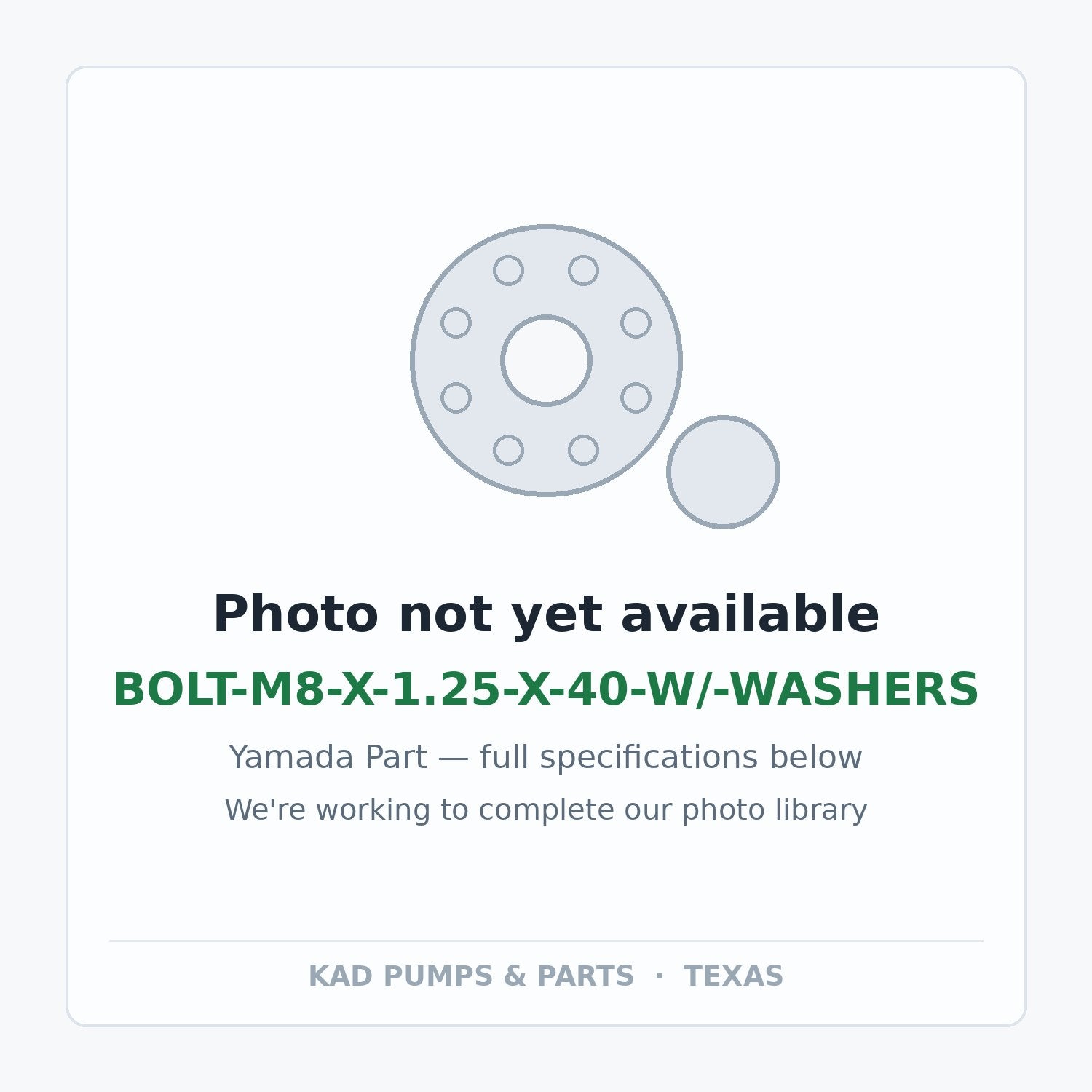 KAD placeholder — BOLT-M8-X-1.25-X-40-W/-WASHERS